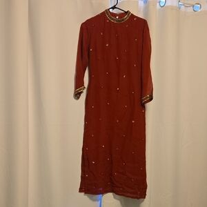 Kalki Hand Crafted In India Red With Gold Embelllishments Womens Size Small